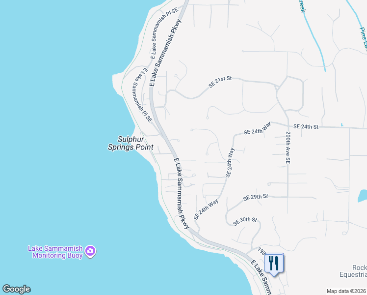 map of restaurants, bars, coffee shops, grocery stores, and more near 19225 Southeast 25th Street in Sammamish