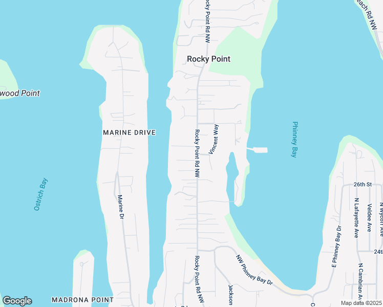 map of restaurants, bars, coffee shops, grocery stores, and more near 2703 Rocky Point Rd NW in Bremerton