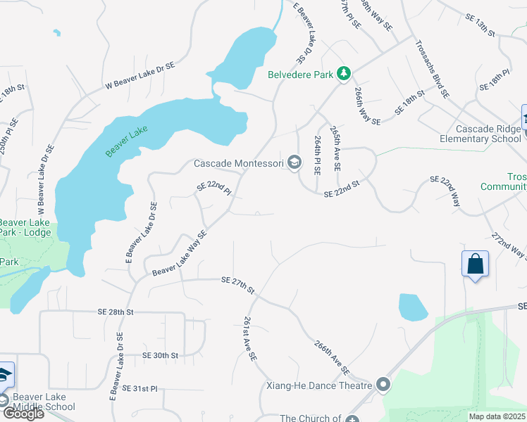 map of restaurants, bars, coffee shops, grocery stores, and more near 26038 Southeast 23rd Place in Sammamish