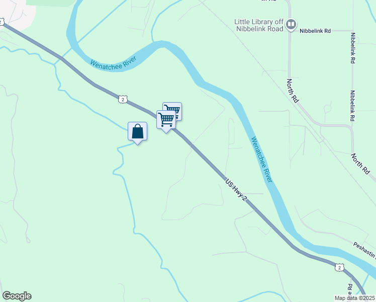 map of restaurants, bars, coffee shops, grocery stores, and more near 11007 U.S. 2 in Leavenworth