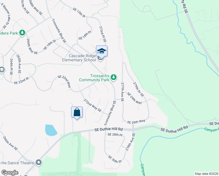 map of restaurants, bars, coffee shops, grocery stores, and more near 2228 275th Court Southeast in Sammamish