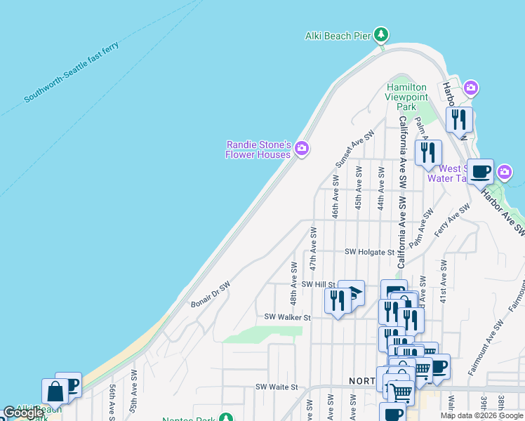 map of restaurants, bars, coffee shops, grocery stores, and more near in Seattle