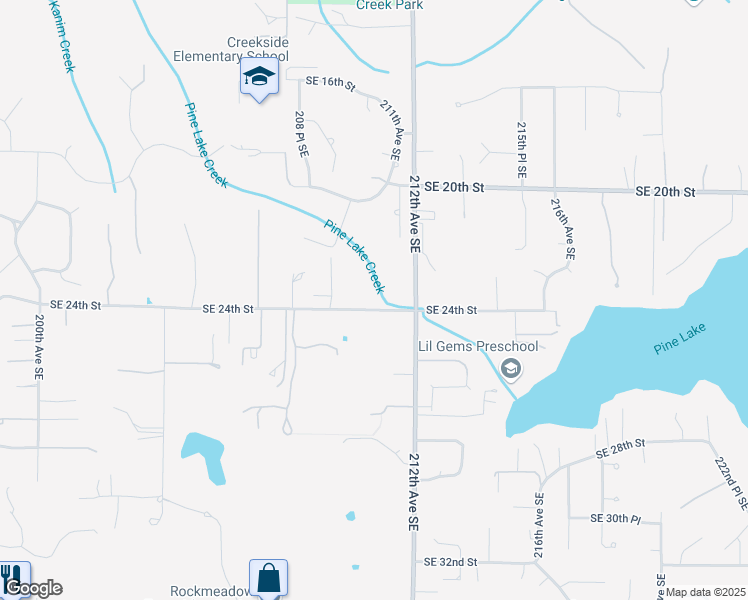map of restaurants, bars, coffee shops, grocery stores, and more near 21028 Southeast 24th Street in Sammamish