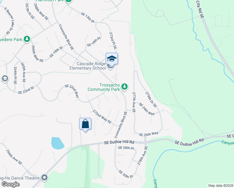map of restaurants, bars, coffee shops, grocery stores, and more near 2228 275th Court Southeast in Sammamish