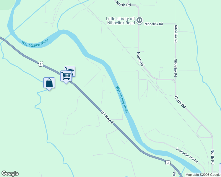 map of restaurants, bars, coffee shops, grocery stores, and more near 9411 Lone Pine Orchard Road in Leavenworth
