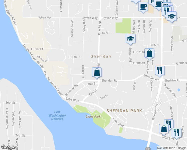 map of restaurants, bars, coffee shops, grocery stores, and more near 514 Sheridan Rd in Bremerton