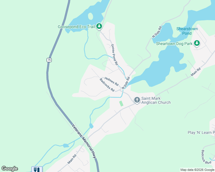 map of restaurants, bars, coffee shops, grocery stores, and more near 18 Badcocks Road in Bay Roberts