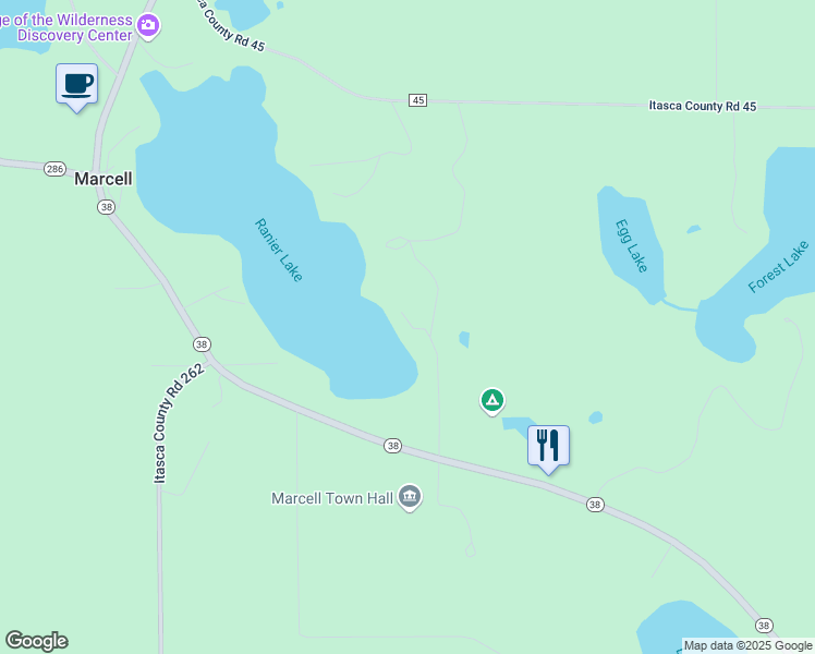 map of restaurants, bars, coffee shops, grocery stores, and more near 49147 Hawkeye Haven Road in Marcell