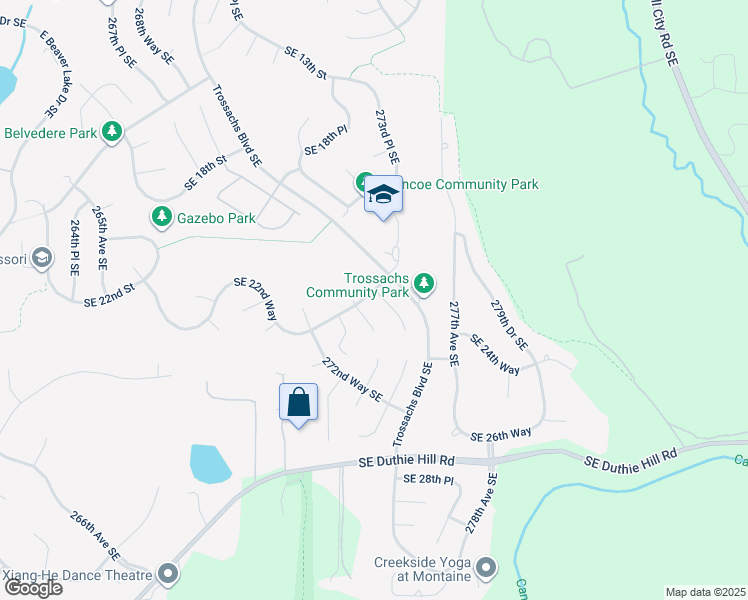 map of restaurants, bars, coffee shops, grocery stores, and more near 2205 275th Court Southeast in Sammamish