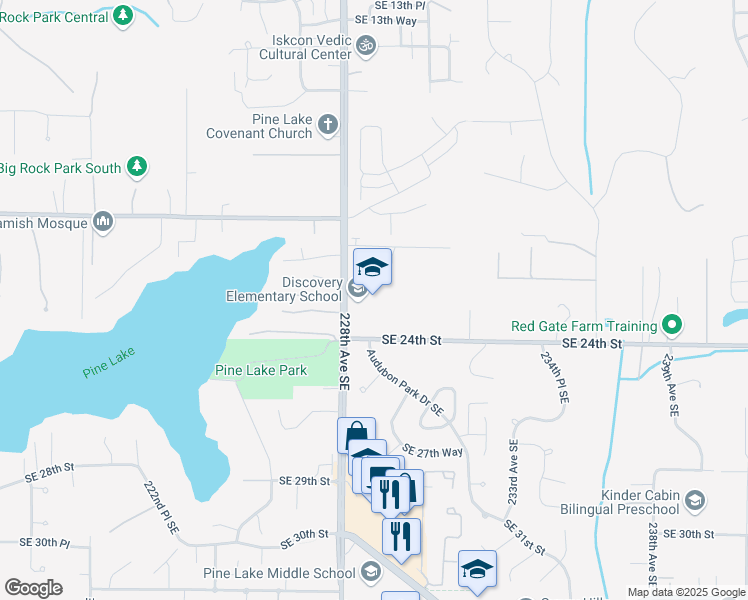 map of restaurants, bars, coffee shops, grocery stores, and more near 2300 228th Avenue Southeast in Sammamish