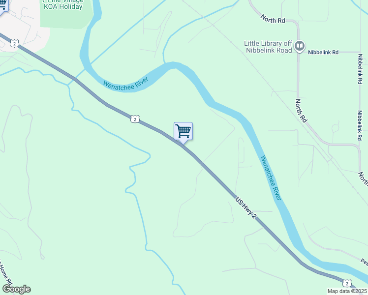 map of restaurants, bars, coffee shops, grocery stores, and more near 11007 U.S. 2 in Leavenworth