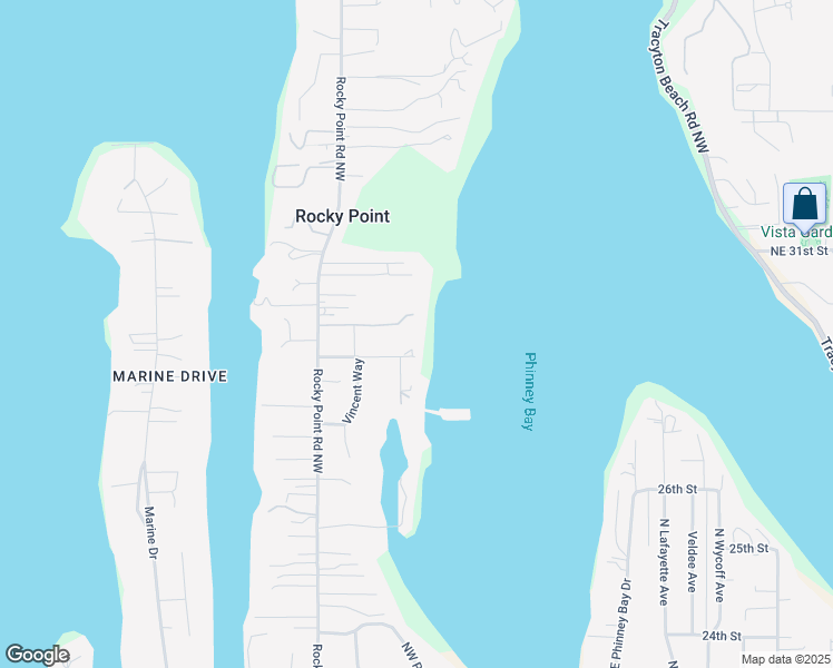 map of restaurants, bars, coffee shops, grocery stores, and more near 2826 Rocky Point Road Northwest in Bremerton