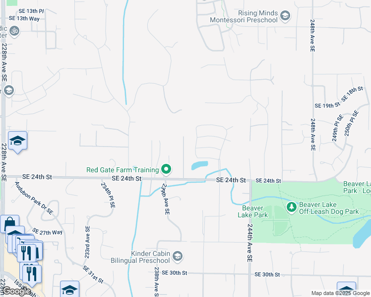 map of restaurants, bars, coffee shops, grocery stores, and more near 2103 240th Avenue Southeast in Sammamish