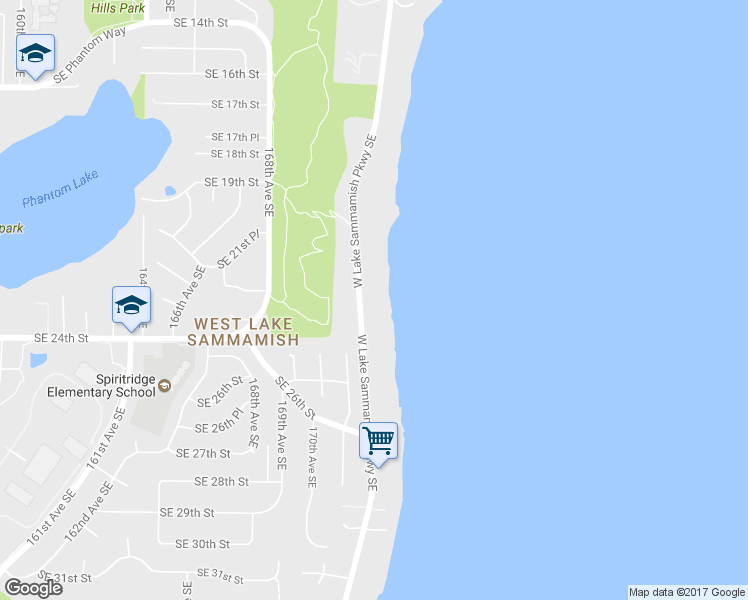 map of restaurants, bars, coffee shops, grocery stores, and more near 2228 West Lake Sammamish Parkway Southeast in Bellevue