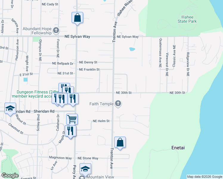 map of restaurants, bars, coffee shops, grocery stores, and more near 3003 Trenton Avenue in Bremerton