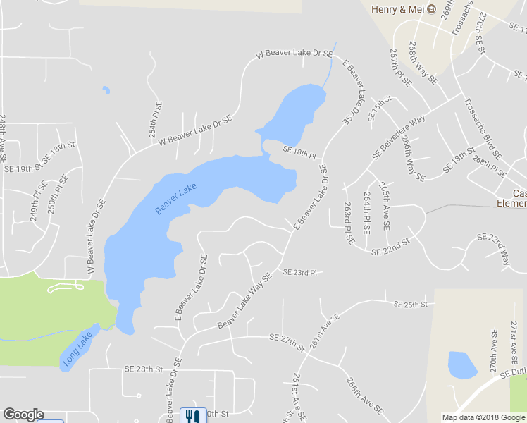 map of restaurants, bars, coffee shops, grocery stores, and more near 2057 East Beaver Lake Drive Southeast in Sammamish