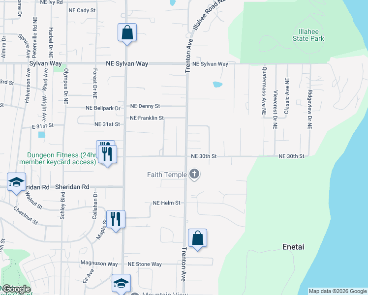 map of restaurants, bars, coffee shops, grocery stores, and more near 3003 Trenton Avenue in Bremerton