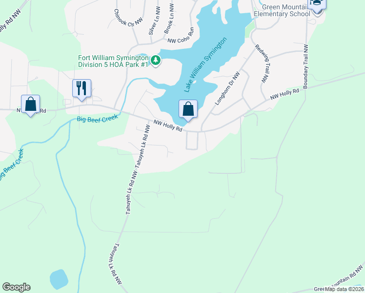 map of restaurants, bars, coffee shops, grocery stores, and more near 3055 Whisper Drive Northwest in Bremerton