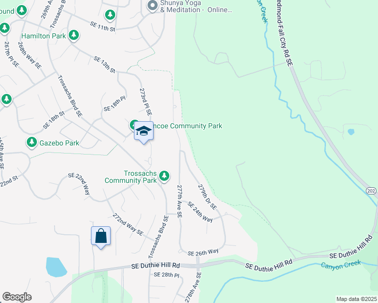 map of restaurants, bars, coffee shops, grocery stores, and more near 2120 279th Drive Southeast in Sammamish