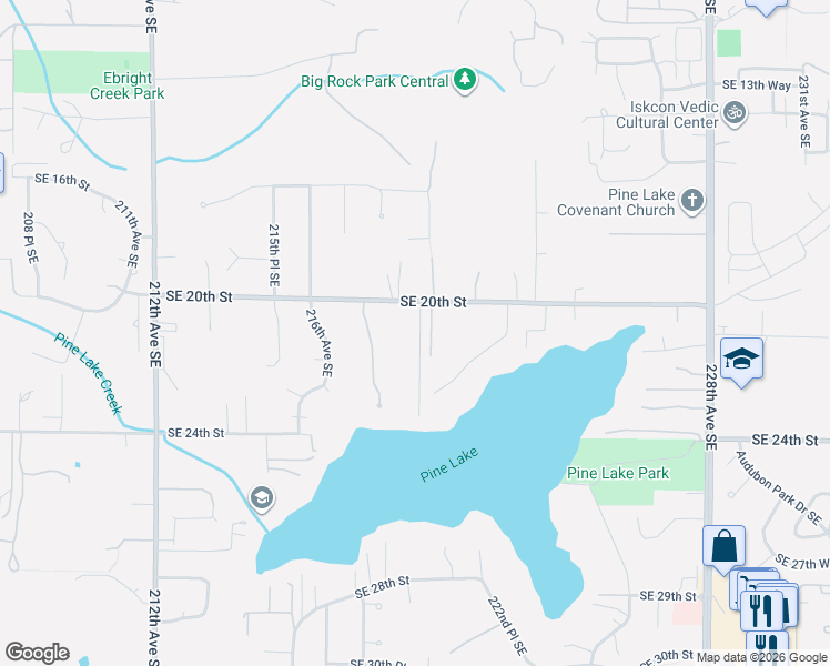 map of restaurants, bars, coffee shops, grocery stores, and more near 2027 219th Lane Southeast in Sammamish