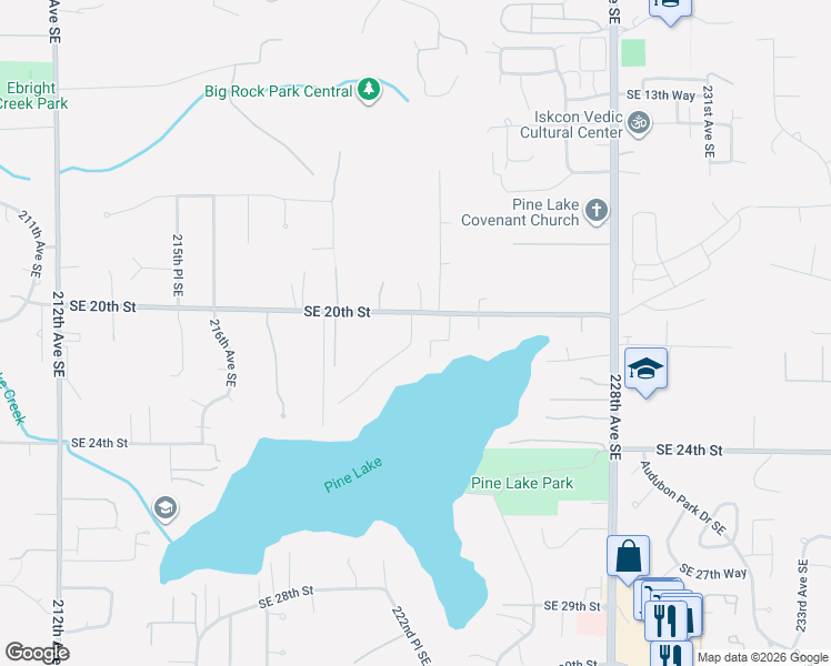 map of restaurants, bars, coffee shops, grocery stores, and more near 2010 222nd Avenue Southeast in Sammamish