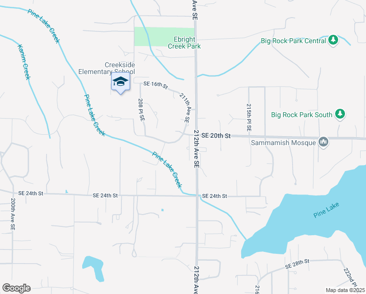 map of restaurants, bars, coffee shops, grocery stores, and more near 2043 211th Place Southeast in Sammamish