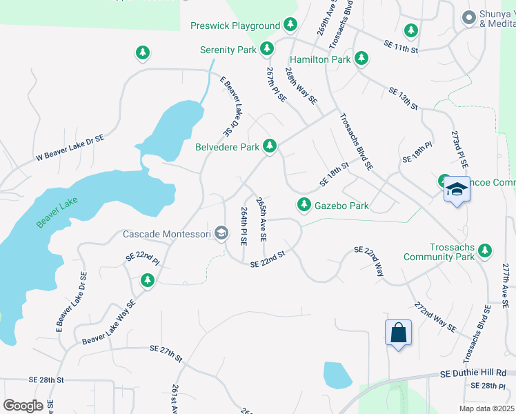 map of restaurants, bars, coffee shops, grocery stores, and more near 1901 264th Place Southeast in Sammamish