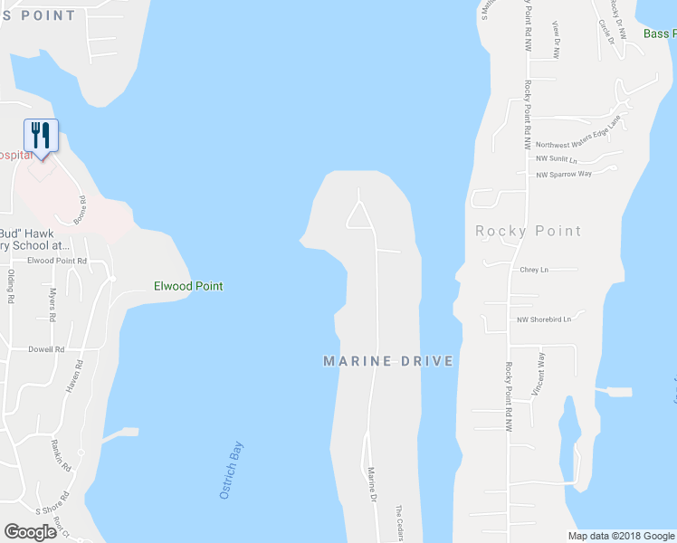 map of restaurants, bars, coffee shops, grocery stores, and more near 2775 Marine Drive in Bremerton