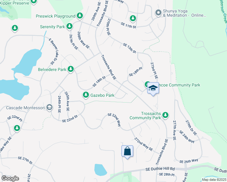 map of restaurants, bars, coffee shops, grocery stores, and more near 1855 Trossachs Boulevard Southeast in Sammamish