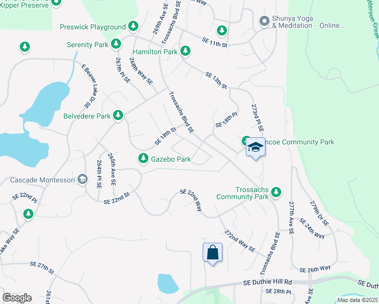 map of restaurants, bars, coffee shops, grocery stores, and more near 29 Trossachs Boulevard Southeast in Sammamish