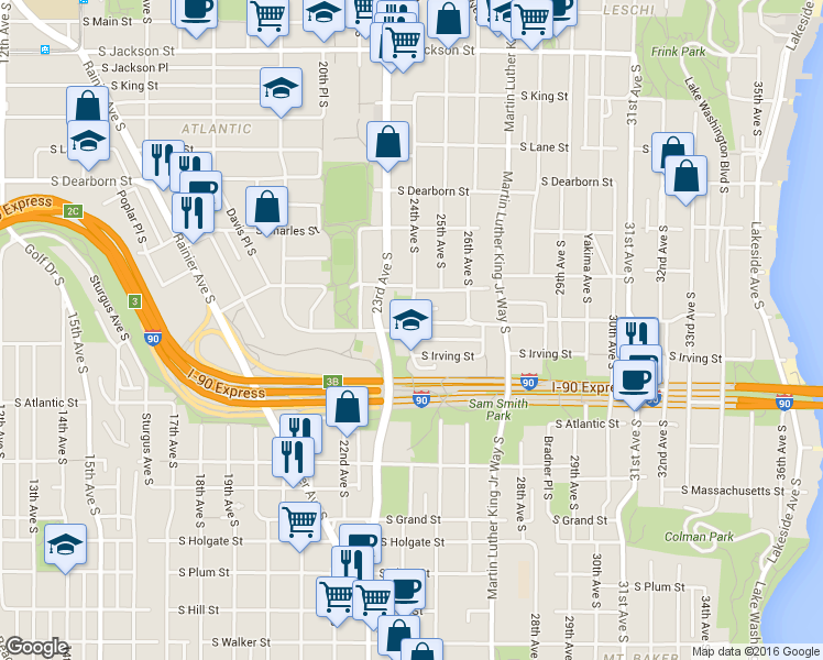 map of restaurants, bars, coffee shops, grocery stores, and more near 24th Ave S & S Judkins St in Seattle