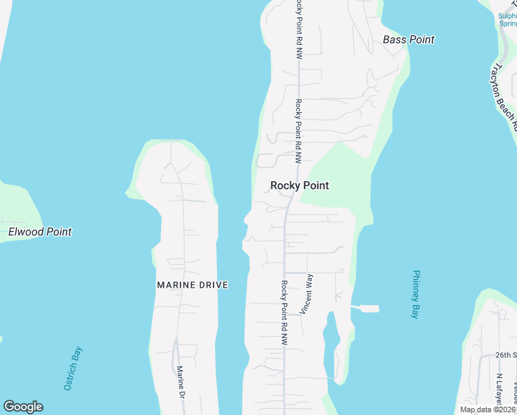 map of restaurants, bars, coffee shops, grocery stores, and more near 2933 Rocky Point Road Northwest in Bremerton