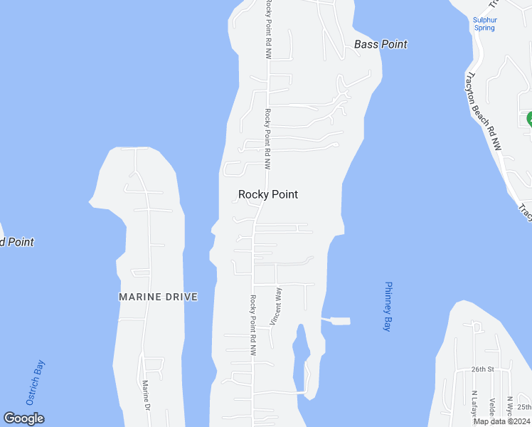 map of restaurants, bars, coffee shops, grocery stores, and more near 2936 Rocky Point Road Northwest in Bremerton