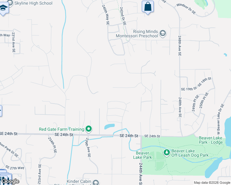 map of restaurants, bars, coffee shops, grocery stores, and more near 24119 Southeast 18th Place in Sammamish