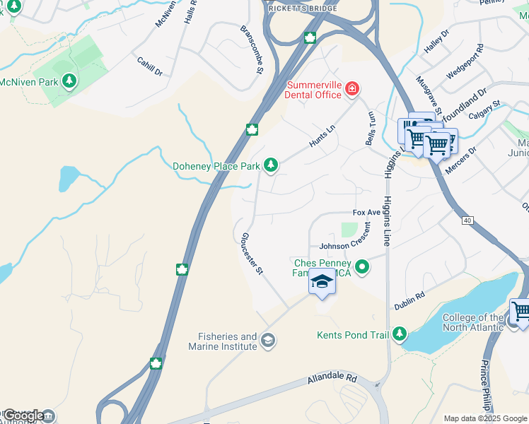map of restaurants, bars, coffee shops, grocery stores, and more near 30 Edgecombe Drive in St. John's