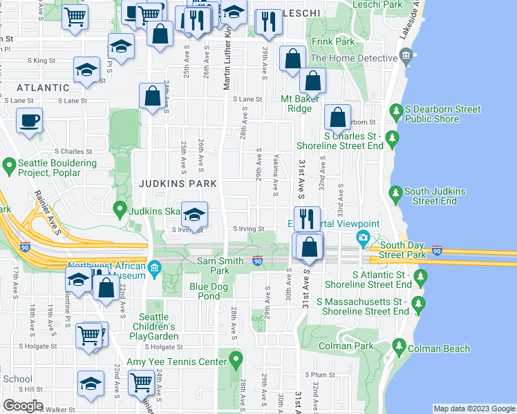 map of restaurants, bars, coffee shops, grocery stores, and more near 29th Ave S & S Judkins St in Seattle