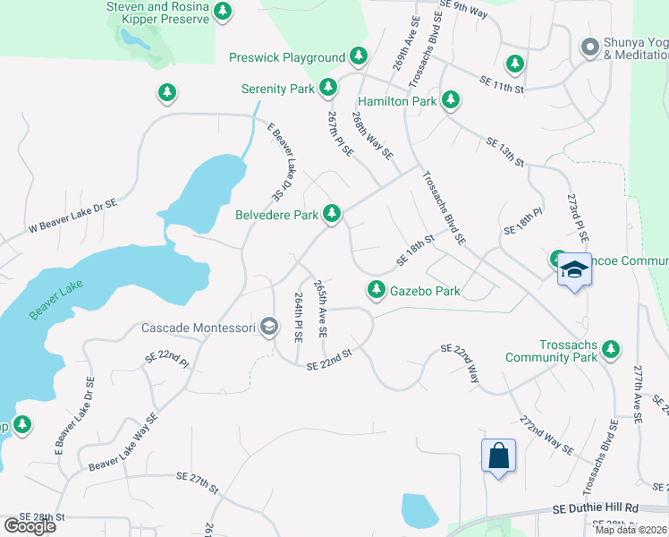 map of restaurants, bars, coffee shops, grocery stores, and more near 26524 Southeast 19th Court in Sammamish