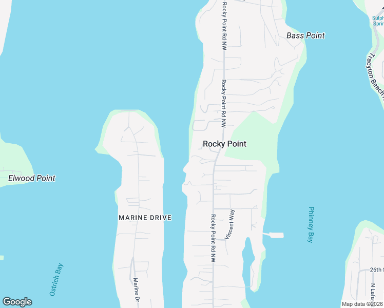 map of restaurants, bars, coffee shops, grocery stores, and more near 2933 Rocky Point Road Northwest in Bremerton