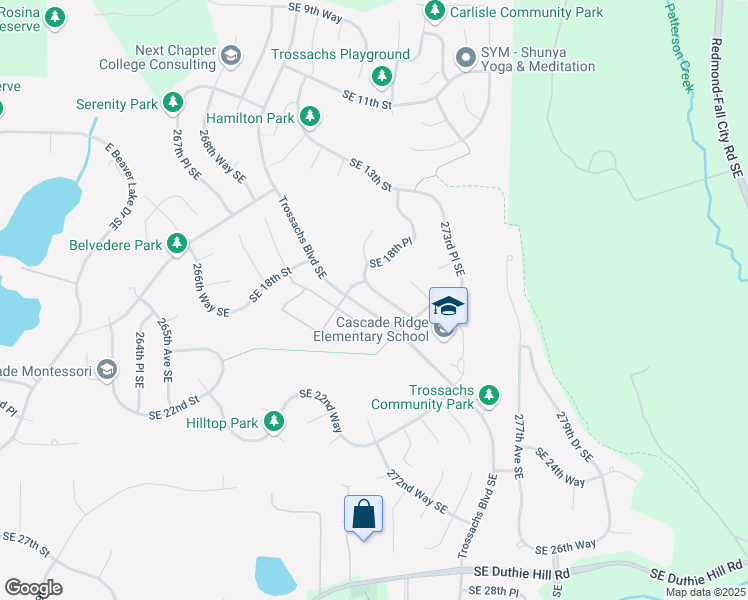 map of restaurants, bars, coffee shops, grocery stores, and more near 1831 271st Avenue Southeast in Sammamish