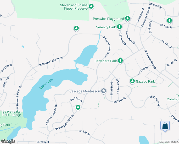 map of restaurants, bars, coffee shops, grocery stores, and more near 26039 Southeast 18th Place in Sammamish