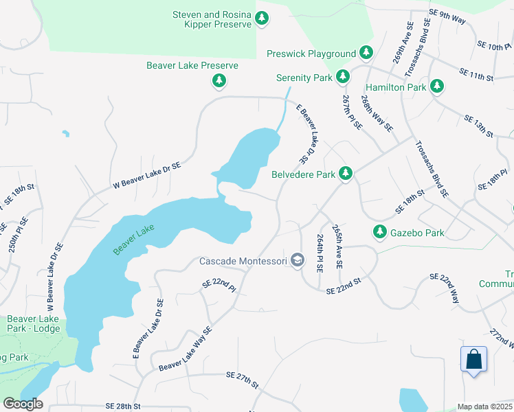 map of restaurants, bars, coffee shops, grocery stores, and more near 26039 Southeast 18th Place in Sammamish