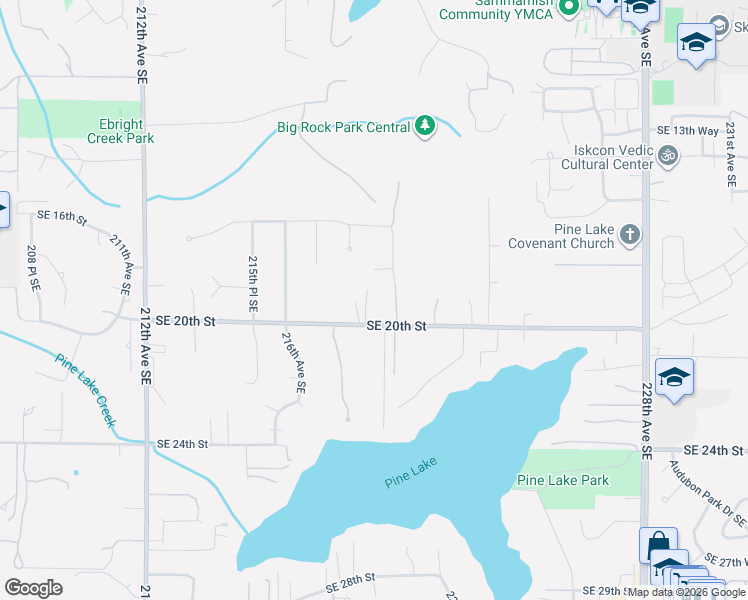 map of restaurants, bars, coffee shops, grocery stores, and more near 21820 Southeast 20th Street in Sammamish