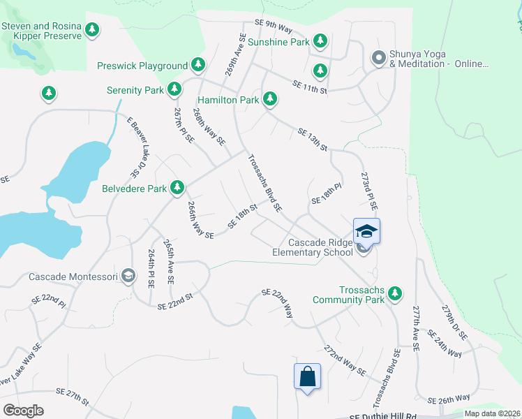 map of restaurants, bars, coffee shops, grocery stores, and more near 26803 Southeast 18th Street in Sammamish