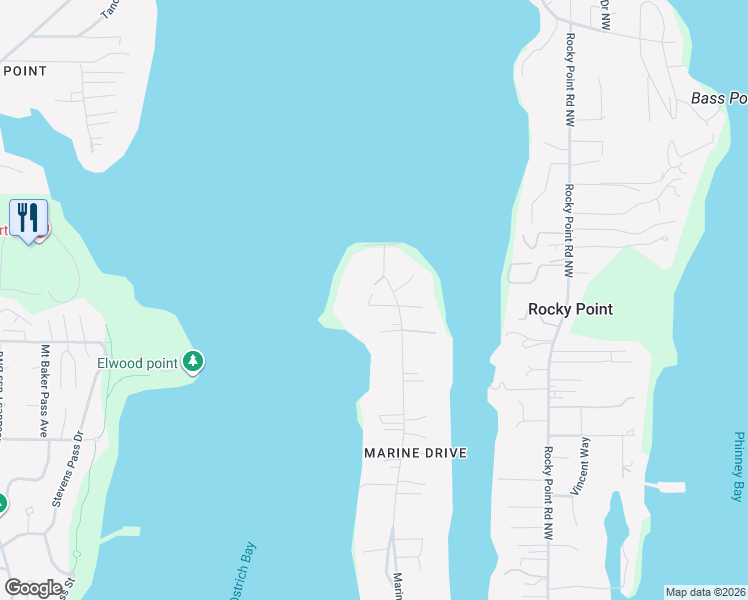 map of restaurants, bars, coffee shops, grocery stores, and more near 4648 Marine Drive Place in Bremerton