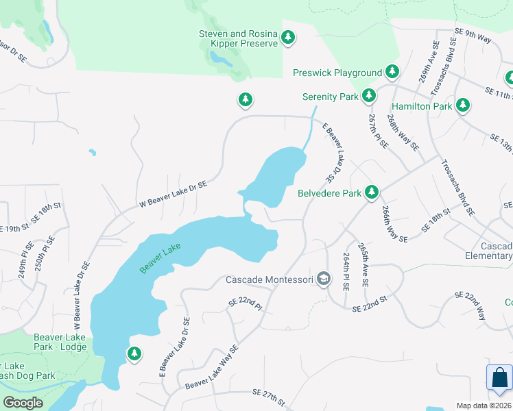 map of restaurants, bars, coffee shops, grocery stores, and more near 26033 Southeast 18th Place in Sammamish
