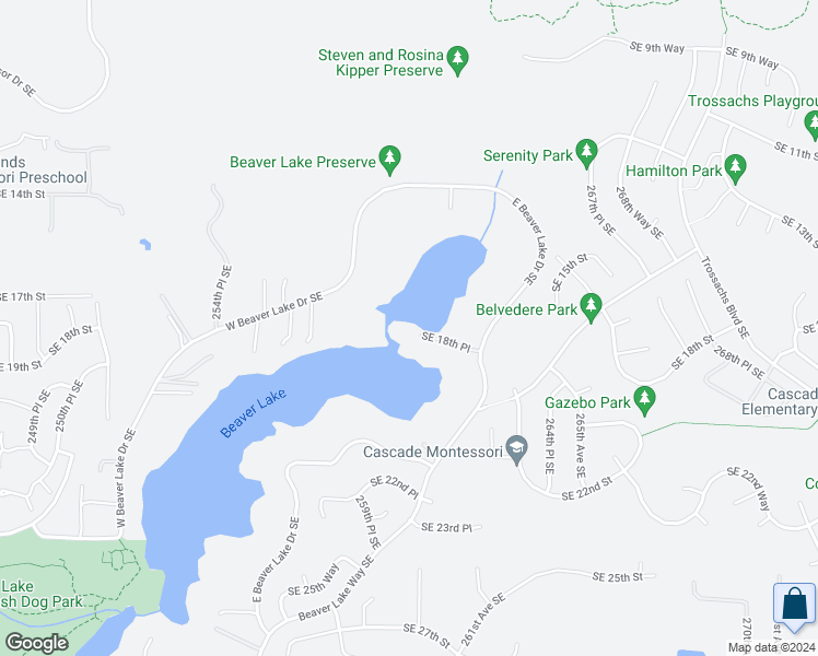 map of restaurants, bars, coffee shops, grocery stores, and more near 26033 Southeast 18th Place in Sammamish