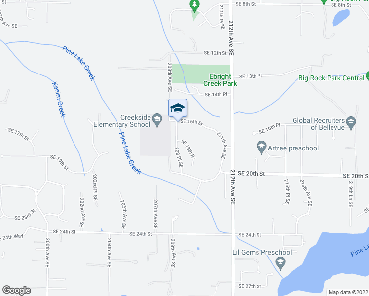 map of restaurants, bars, coffee shops, grocery stores, and more near 20835 Southeast 18th Place in Sammamish