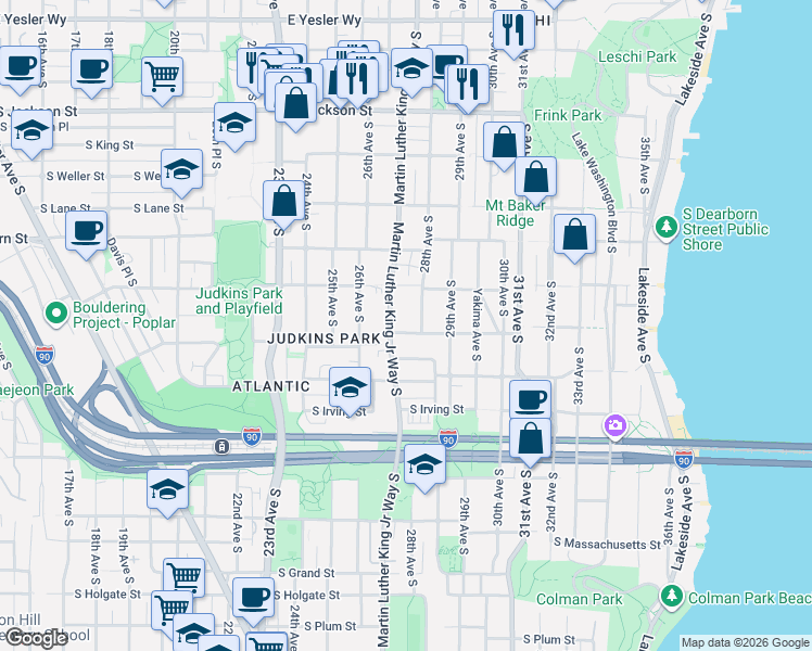 map of restaurants, bars, coffee shops, grocery stores, and more near 2712 South Norman Street in Seattle