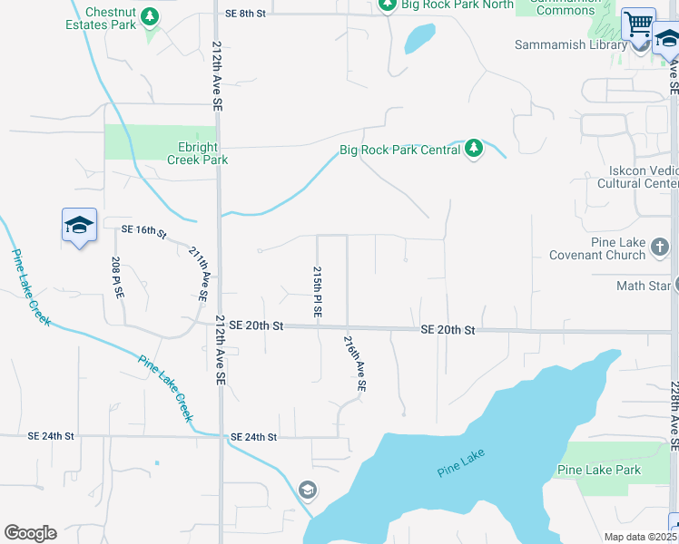 map of restaurants, bars, coffee shops, grocery stores, and more near 1644 215th Place Southeast in Issaquah
