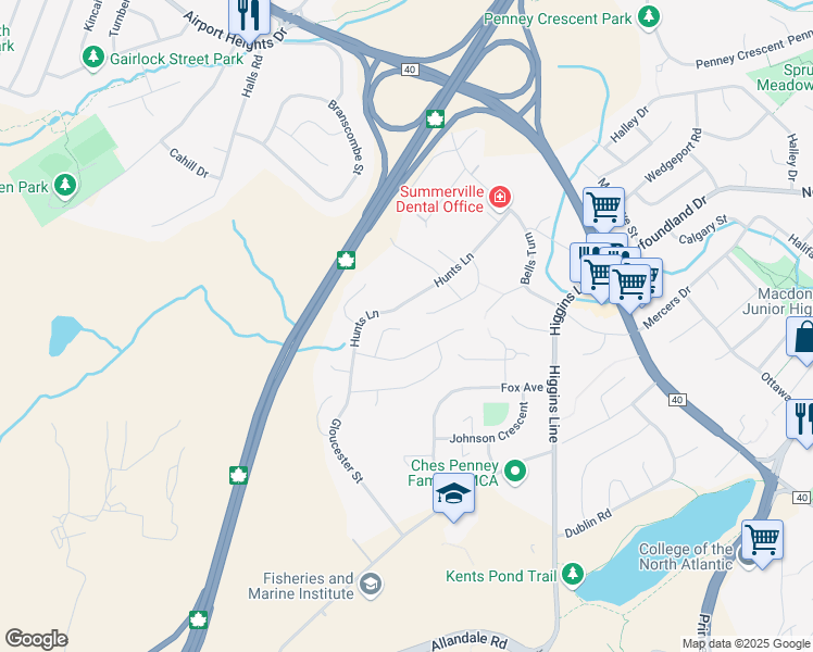map of restaurants, bars, coffee shops, grocery stores, and more near 10 A Doheney Place in St. John's